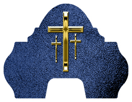 DARAY-L-517-GD-SH-BL Gold 3 Crosses Shimmer Blue